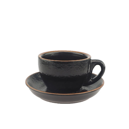 Cappuccino Cup Textured Black 200ml - Incasa