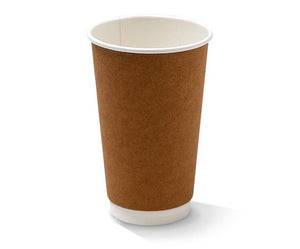 TAKEAWAY COFFEE CUPS-KRAFT-16 OZ-DOUBLE WALL-BROWN /25