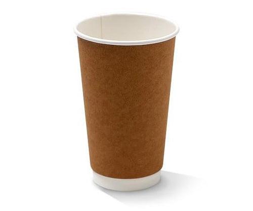 TAKEAWAY COFFEE CUPS-KRAFT-16 OZ-DOUBLE WALL-BROWN /500