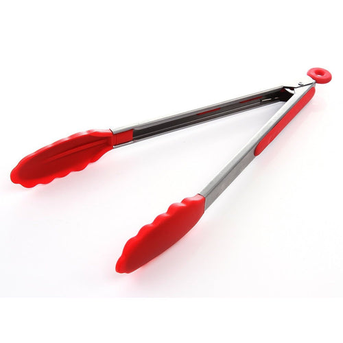 Silicone Tongs 23cm with Red Grip & Handle